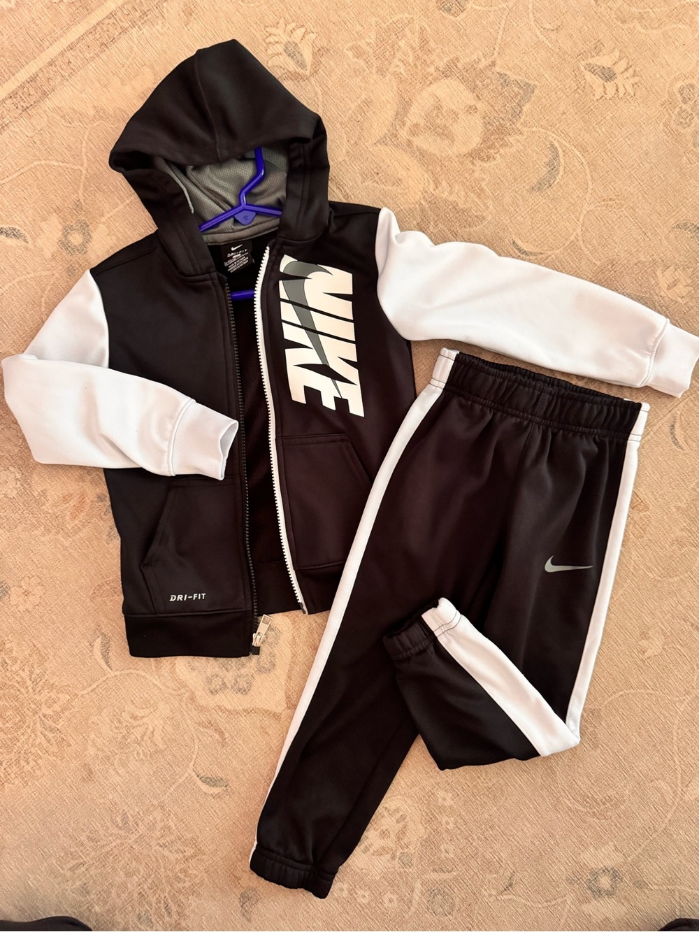 Nike Black and White Kids' Hooded Jogger Set